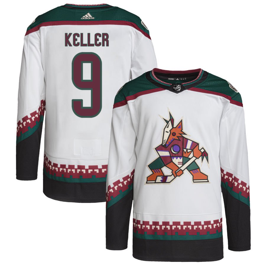 Arizona Coyotes Clayton Keller #9 White Authentic Pro Home Stitched Hockey Jersey