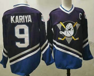 Men's Anaheim Ducks #9 Paul Kariya 1995-96 Purple CCM Vintage Throwback Jersey