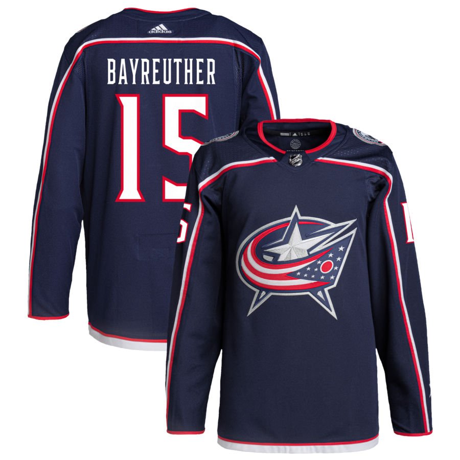 Columbus Blue Jackets #15 Gavin Bayreuther Navy Home Authentic Pro Jersey